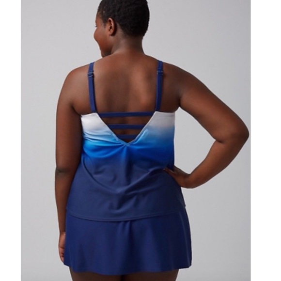 Lane Bryant 20 Tankini Top Ombré Shelf Bra Swim - Picture 2 of 8